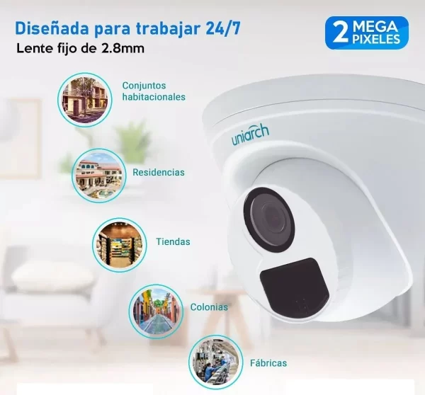 camara IP domo HD con microfono, vision nocturna y POE para un monitoreo mas completo y claro